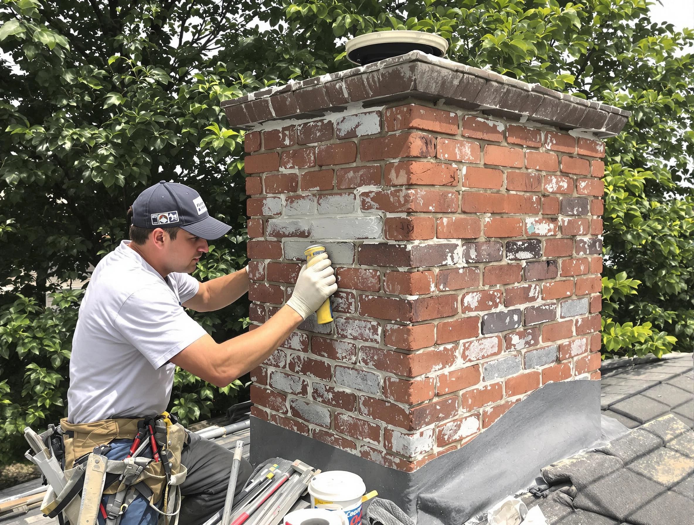 Panthersville Chimney Sweep restoring an aging chimney in Panthersville, GA