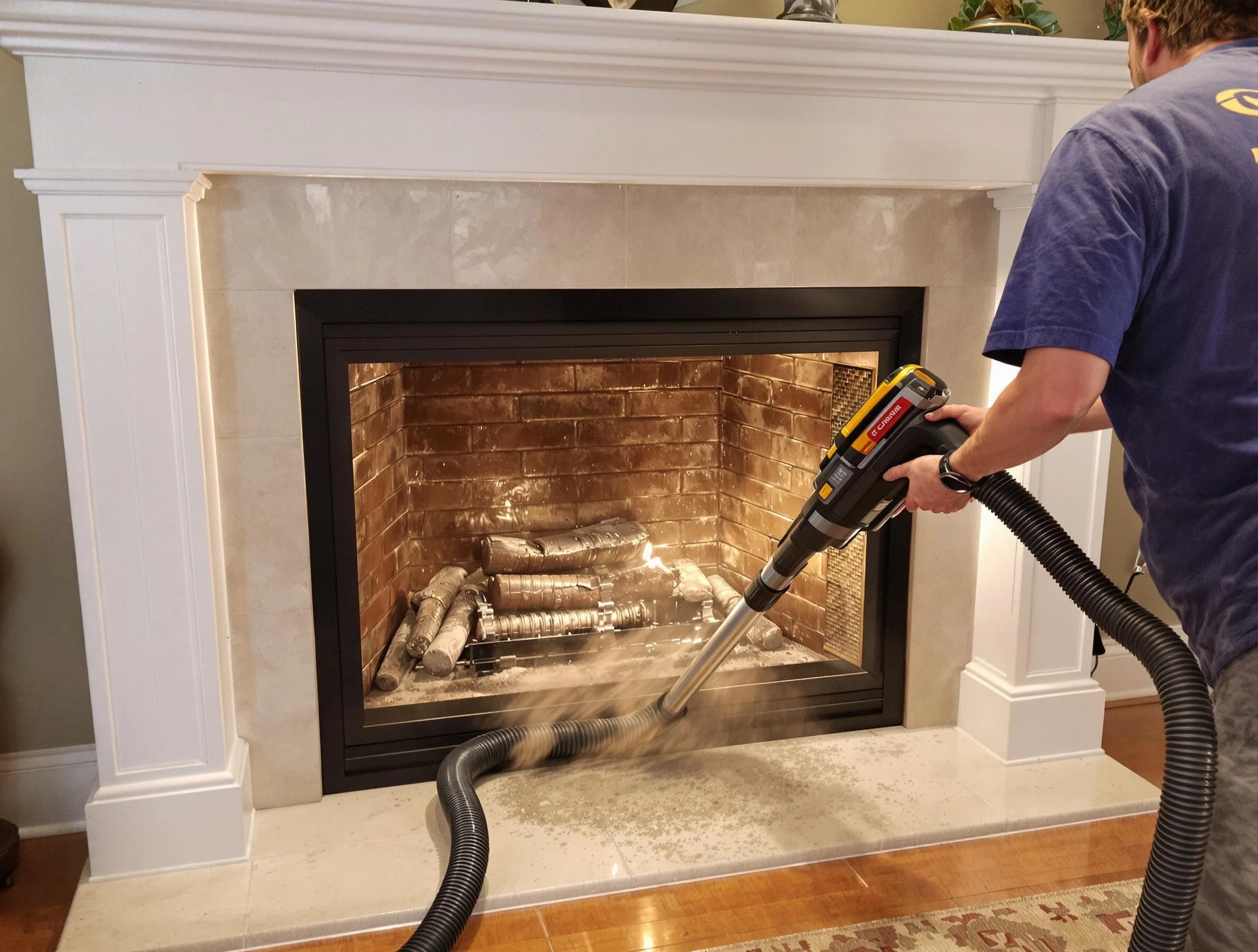 Fireplace cleaning performed by Panthersville Chimney Sweep in Panthersville, GA