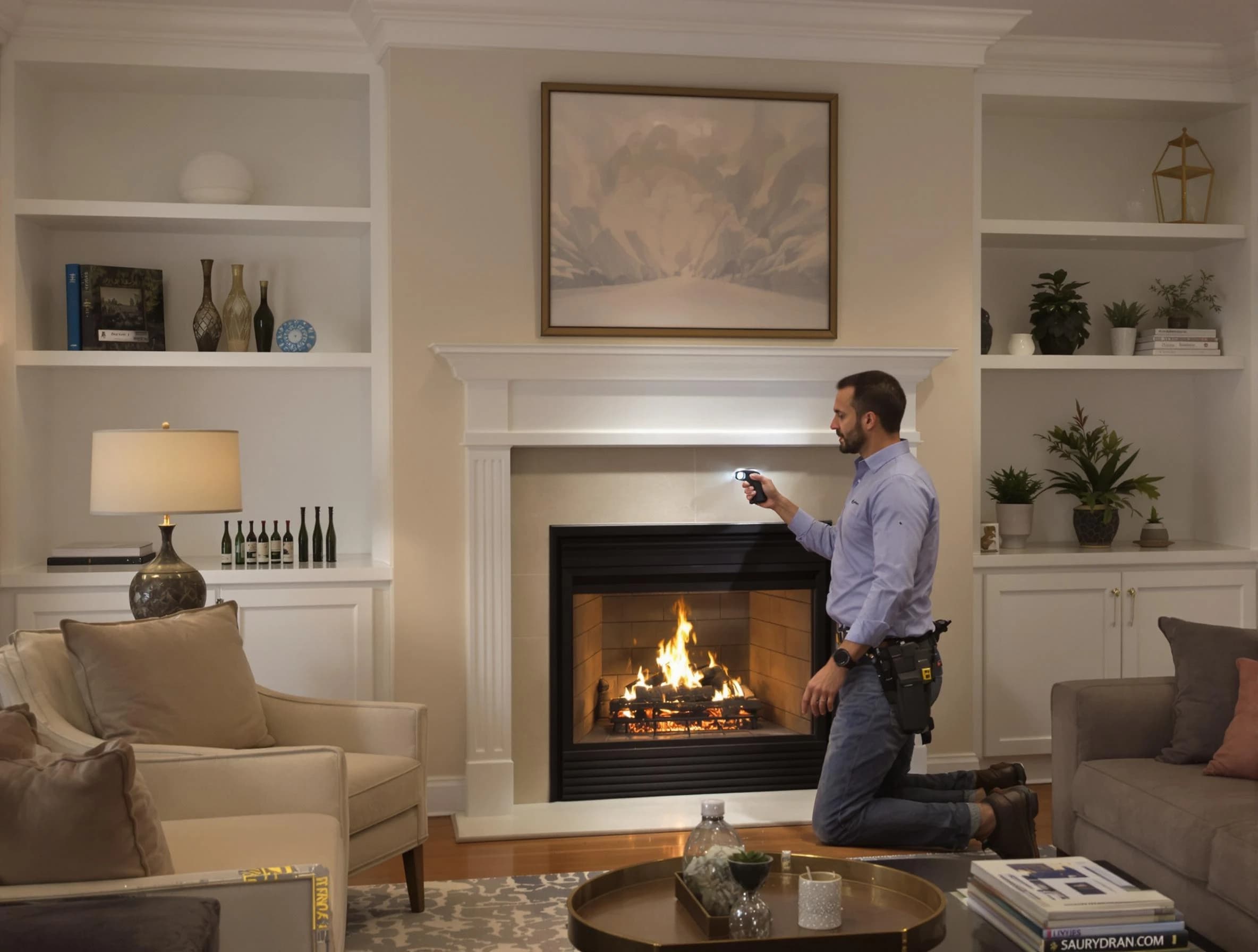 Panthersville Chimney Sweep conducting a fireplace safety inspection in Panthersville, GA