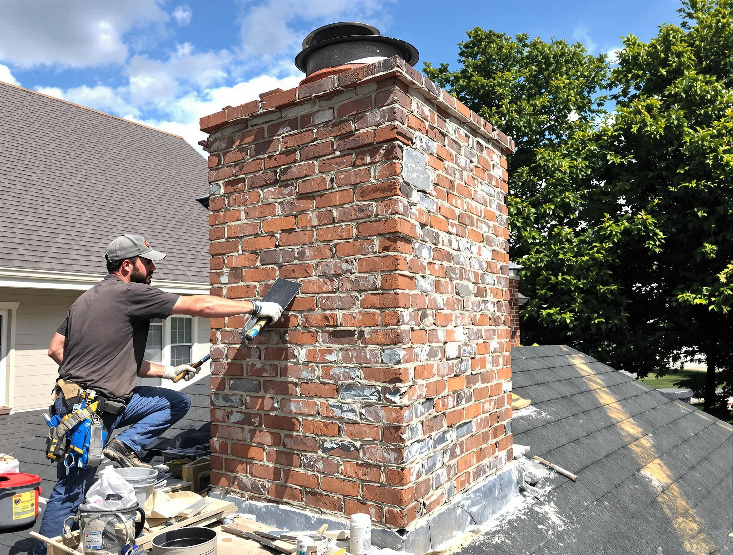 Completed chimney rebuild by Panthersville Chimney Sweep in Panthersville, GA