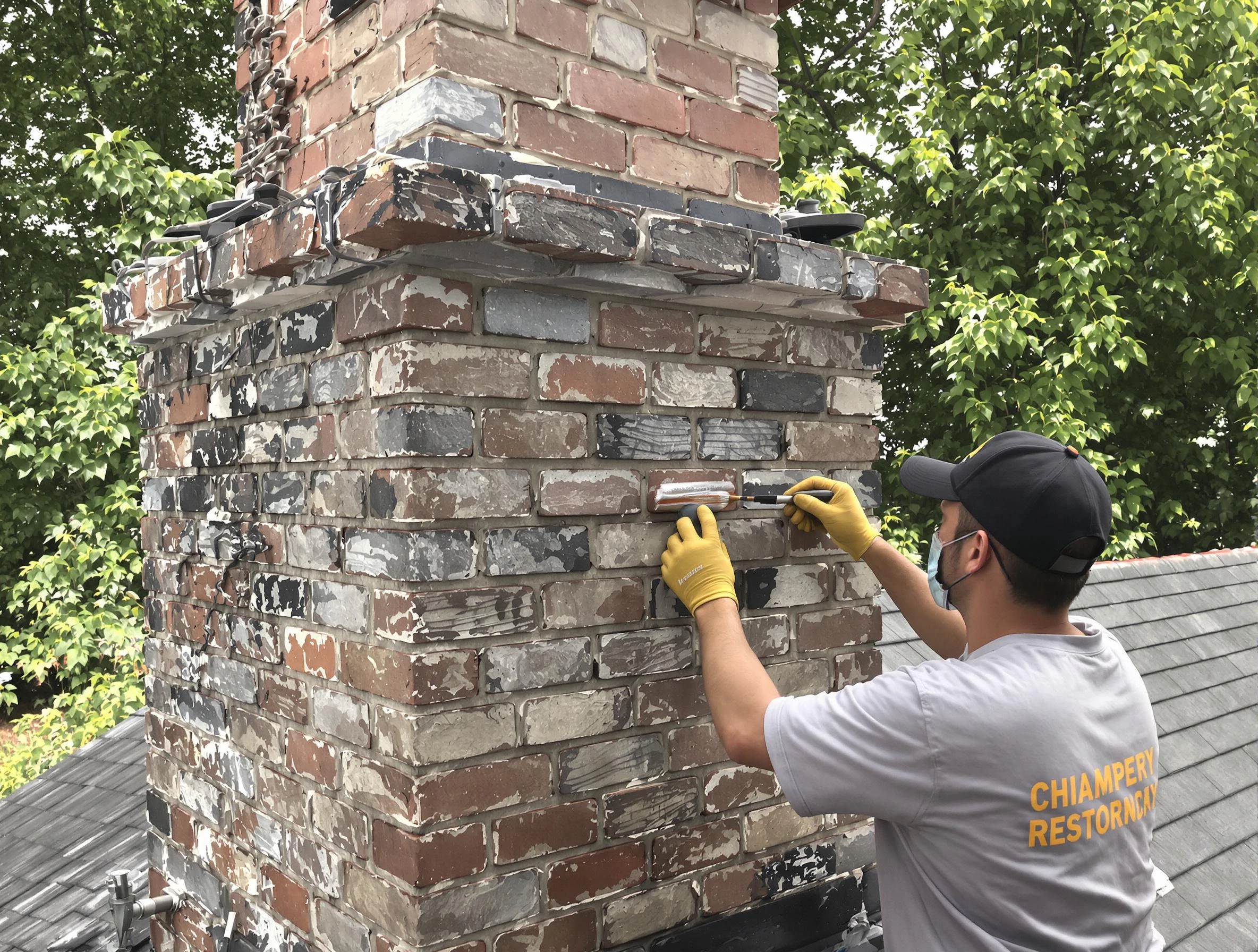 In-progress chimney restoration by Panthersville Chimney Sweep in Panthersville, GA
